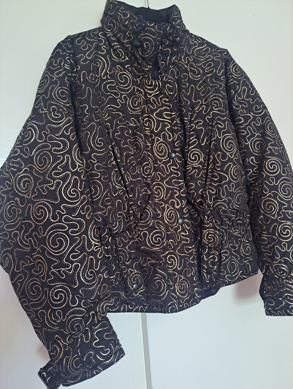 HOT MUSIC Black Jacket with Gold Swirl Pattern - Women's Coat